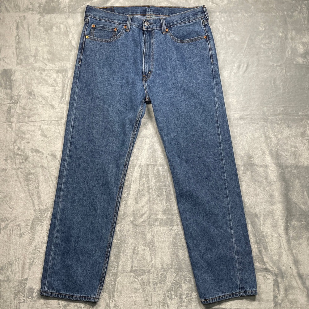 Levi Strauss 505 Mens W36 L32 Blue Denim Jeans Straight Fit Classic Workwear